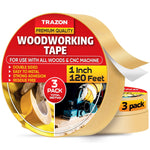 Load image into Gallery viewer, Double Sided Woodworking Tape 3 Pack 1 Inch x 120 Ft Wood Crafter Sticky Tool Two Side Adhesive for Router Templates Removable & Residue Free