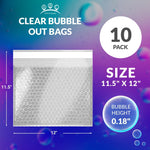 Load image into Gallery viewer, Clear Bubble Out Bags 12 x 11.5 Inch Pack of 10 Polyethylene Self Seal Bubble Pouches Cushioning Clear Bubble Bags for Packing Bubble Envelopes Bubble Out Pouches