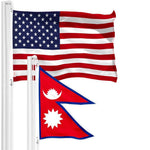 Load image into Gallery viewer, G128 Combo Pack: American USA Flag 3x5 Ft & Nepal Flag 3x5 Ft, Both Printed 150D Polyester, Indoor/Outdoor, Brass Grommets
