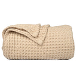 Load image into Gallery viewer, The Fine Living Co. 100% Cotton Waffle Weave Throw Blanket Lightweight Soft and Breathable Throw Blanket for All Season Skin Friendly Blanket for Couch Bed Sofa 50”x70” inches Sand