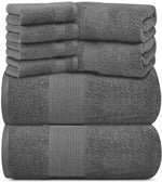 Load image into Gallery viewer, Resort Collection Soft Bath Towel Set of 8 Pcs Hotel Plush Cotton Smoke Grey