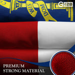 Load image into Gallery viewer, G128 2 Pack: Georgia GA State Flag 5x8 Ft StormFlyer Series Embroidered 220GSM Spun Polyester Embroidered Design, Indoor/Outdoor, Brass Grommets, Heavy Duty, All Weather