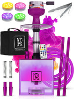 Load image into Gallery viewer, Purple Hookah 2 Hose Hookah Set YADO Square Hookah To Go with Charcoal Holder
