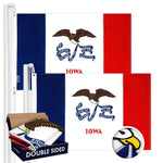 Load image into Gallery viewer, Iowa IA State Flag 3x5 Ft 2Pack Doublesided Embroidered Polyester By G128