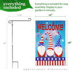 Load image into Gallery viewer, Combo Pack: Garden Flag Stand Black 36 in x 16 in & Garden Flag Patriotic Decoration Welcome 3 Gnomes 12x18 DoubleSided Blockout Fabric