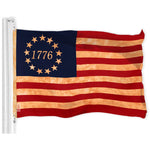Load image into Gallery viewer, G128 Combo Pack: American USA TeaStained Flag 3x5 Ft & Betsy Ross 1776 TeaStained Flag 3x5 Ft Both LiteWeave Pro Series Printed 300D Polyester, Brass Grommets