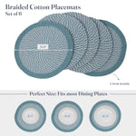 Load image into Gallery viewer, The Fine Living Co. Braided Cotton Placemats (Set of 6 13.5 Inches) Washable Anti Slip Heat Resistant Mats Boho Woven Round Table Mats for House Decor Kitchen and Dining