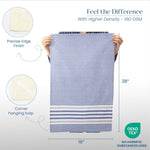 Load image into Gallery viewer, The Fine Living Co. Decorative Kitchen Towels Set of 3 Recycled Cotton Waffle Weave Dish Towels for Drying Dishes 28x18 inch Blue Absorbent Tea Towels Boho Stripe Design Eco Friendly