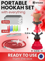 Load image into Gallery viewer, Red Hookah set with everything Hookah Set 2 Hose Hookah LilOne