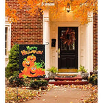 Load image into Gallery viewer, G128 Halloween Garden Flag, Happy Halloween Quote with Pumpkins Garden Yard Decorations, 12x18 Inch Printed 150D Polyester Rustic Holiday Seasonal Outdoor Flag
