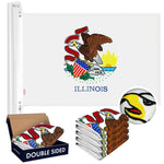 Load image into Gallery viewer, Illinois IL State Flag 3x5 Ft 5Pack Doublesided Embroidered Polyester By G128