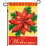 Load image into Gallery viewer, Christmas Garden Flag 12x18 Inch Welcome Quote with Red Poinsettia Flower