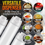 Load image into Gallery viewer, Set of 3 Condiment Squeeze Bottles for Sauces 16 oz Easy to Fill Clear Bottles with Self Closing Valve Ready to Dispense for Dressings Ketchup Mustard & More Durable Reusable Mess Free Design