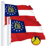 Load image into Gallery viewer, G128 2 Pack: Georgia GA State Flag 6x10 Ft StormFlyer Series Embroidered 220GSM Spun Polyester Embroidered Design, Indoor/Outdoor, Brass Grommets, Heavy Duty, All Weather