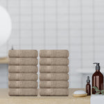 Load image into Gallery viewer, Resort Collection Soft Washcloth Face Body Towel Set 12 Pcs 12x12 in Taupe Color