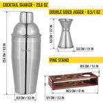 Load image into Gallery viewer, Bartender Kit with Whiskey Smoker 13 pcs Pine Stand Bar Set with Cocktail Shaker Bartending Kit with Essential Bar Accessory Tools Wood Chips Steel (Torch not Included)