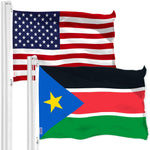 Load image into Gallery viewer, G128 Combo Pack: American USA Flag 3x5 Ft & South Sudan South Sudanese Flag 3x5 Ft Both LiteWeave Pro Series Printed 150D Polyester, Brass Grommets