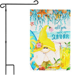 Load image into Gallery viewer, Combo Pack: Garden Flag Stand Black 36 in x 16 in & Garden Flag Summer Decoration All You Need is Summer Gnome 12x18 DoubleSided Blockout Fabric