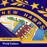 Load image into Gallery viewer, G128 New Hampshire NH State Flag 3x5 Ft LiteWeave Pro Series Printed 150D Polyester Indoor/Outdoor, Vibrant Colors, Brass Grommets, Thicker and More Durable Than 100D 75D Polyester