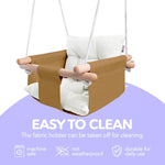 Load image into Gallery viewer, Ocher Canvas Baby Swing Chair Wooden Hanging Seat with Safety Belt Durable and Comfortable for Kids Indoor and Outdoor Use Mounting Hardware Included Ocher
