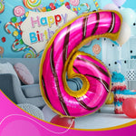 Load image into Gallery viewer, Donut Balloon Number 6 for Girls or Boys Birthday Party 40 inch Balloon Decor