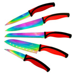Load image into Gallery viewer, Kitchen Knife Set Professional Titanium Coated Stainless Steel Blades Dishwasher Safe Safety Sheaths 5 Knives