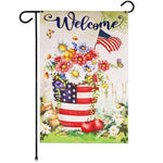 Load image into Gallery viewer, Garden Flag Welcome USA Flag Flower Pot 12x18 Inch Printed Blockout Polyester