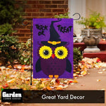 Load image into Gallery viewer, G128 Combo Pack: Garden Flag Stand Black 36x16 Inch & Garden Flag Trick or Treat Owl Purple 12x18 Inch