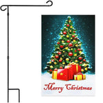 Load image into Gallery viewer, G128 Combo Pack: Garden Flag Stand Black 36x16 Inch & Garden Flag Merry Christmas Tree with Gifts 12x18 Inch