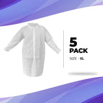 Load image into Gallery viewer, Disposable Lab Coat XL Size 35 GSM PP White Lab Jackets for Adults 5 Pack