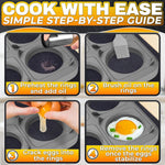 Load image into Gallery viewer, Silicone Egg Rings for Frying Eggs 16.5 x8.9 inch 6 Ring Removable Silicone Egg Molds for Griddle 12 Shapes 6 Round & 6 Square Non Stick & Heat Resistant Ergonomic Handles for Easy Cooking