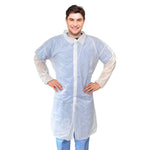 Load image into Gallery viewer, Disposable Lab Coat SMS 40 GSM White Lab Lacket with Loop Fastener XL Size