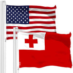 Load image into Gallery viewer, G128 Combo Pack: American USA Flag 3x5 Ft & Tonga Tongan Flag 3x5 Ft Both LiteWeave Pro Series Printed 150D Polyester, Brass Grommets