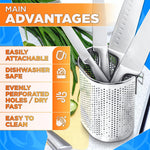 Load image into Gallery viewer, Perforated Stainless Steel Chopstick Holder – Drying Basket for Chopsticks & Utensils Compact Oval Design with Hook for Kitchen Organization Easy Storage and Utensil Drying Sturdy & Dishwasher Safe