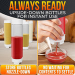 Load image into Gallery viewer, Set of 6 Condiment Squeeze Bottles for Sauces 16 oz – Self Closing Valve Easy to Fill Clear Design Ready to Dispense for Dressings Condiments and Sauces Durable and Convenient