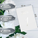 Load image into Gallery viewer, Silver Table Numbers 1 30 for Wedding Reception Silver Foil Table Number Cards 4x6 in with Head & Gift Table Restaurant Table Numbers Wedding Numbers for Tables Card Stock Wedding Table Numbers