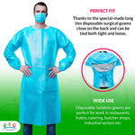 Load image into Gallery viewer, Disposable Isolation Gown X Large10 Pack Blue 2 Mil Polyethylene Disposable Gowns Medical Waterproof Isolation Gowns Disposable Medical Gowns with Elastic Wrists Double Back Ties