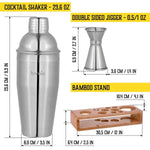 Load image into Gallery viewer, Bartender Kit with Whiskey Smoker 13 pcs Bamboo Stand Bar Set Silver Steel Color