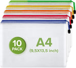 Load image into Gallery viewer, Mesh Zipper Pouch Document Bag for School Office Supplies Storage 10 Pack A4