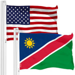 Load image into Gallery viewer, G128 Combo Pack: American USA Flag 3x5 Ft &amp; Namibia Namibian Flag 3x5 Ft  Both LiteWeave Pro Series Printed 150D Polyester, Brass Grommets
