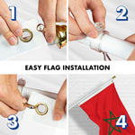 Load image into Gallery viewer, G128 Combo Pack: 6 Feet Tangle Free Spinning Flagpole (White) Morocco Moroccan Flag 3x5 ft Printed 150D Brass Grommets (Flag Included) Aluminum Flag Pole