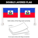 Load image into Gallery viewer, G128 2 Pack: Haiti Haitian Car Flag  11x17 In  Double LiteWeave Pro Series Double Sided Printed 150D Polyester  Flagpole Included  Perfect for Festival Celebrations, Parades
