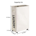 Load image into Gallery viewer, 52L Large Slim Rolling On Wheels Laundry Hamper Tall Dirty Clothes Storage Basket Standable Corner Handy Bin Hamper Basket 15×8×22  (22 Inches Printed Beige)