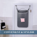 Load image into Gallery viewer, The Fine Living Co. X Large Hanging Laundry Hamper with Over Door Hooks &amp; Adhesive Durable Space Saving Laundry Bag with Zipper and Wide Open TopHanging Dorm Laundry Hamper 20 x3.75 x31  (Grey XL)