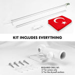 Load image into Gallery viewer, G128 Combo Pack: 6 Ft Tangle Free Spinning Flagpole (Silver) &amp; Turkey Flag 3x5 Ft Printed 150D Polyester, Brass Grommets (Flag Included) Aluminum Flag Pole