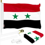 Load image into Gallery viewer, G128 Combo Pack: 6 Ft Tangle Free Aluminum Spinning Flagpole (White) &amp; Syria Syrian Flag 3x5 Ft, LiteWeave Pro Series Printed 150D Polyester  Pole with Flag Included