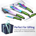 Load image into Gallery viewer, Kitchen Knife Set Kit 5 Dishwasher Safe Colorful Knives Knife Sharpener &amp; Magnetic Wall Bar Titanium Non Stick Plating Stainless Steel