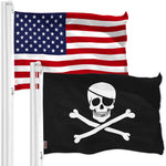 Load image into Gallery viewer, G128 Combo Pack: USA American Flag &amp; Pirate Jolly Roger Bones Flag 3x5 FT Printed 150D Polyester