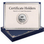 Load image into Gallery viewer, 10 Pack Single Sided Certificate Holders 8.5x11 Blue   Award Certificate Folders with Silver Foil Border Cardstock Covers Letter Size   Graduation Certificate Sleeves   Protective Diploma Holders Bulk