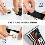 Load image into Gallery viewer, G128 Combo Pack: Flag Pole 6 FT Black Tangle Free &amp; Thin Orange Line Flag 3x5 FT Brass Grommets Printed Polyester (Flag Included) Aluminum Flag Pole